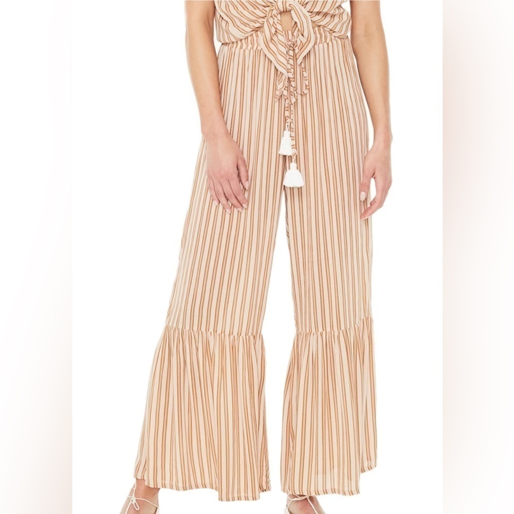 NWT Faithful The Brand Bisou Stripes Ruffle Bottom Wide
Leg Soft Pants